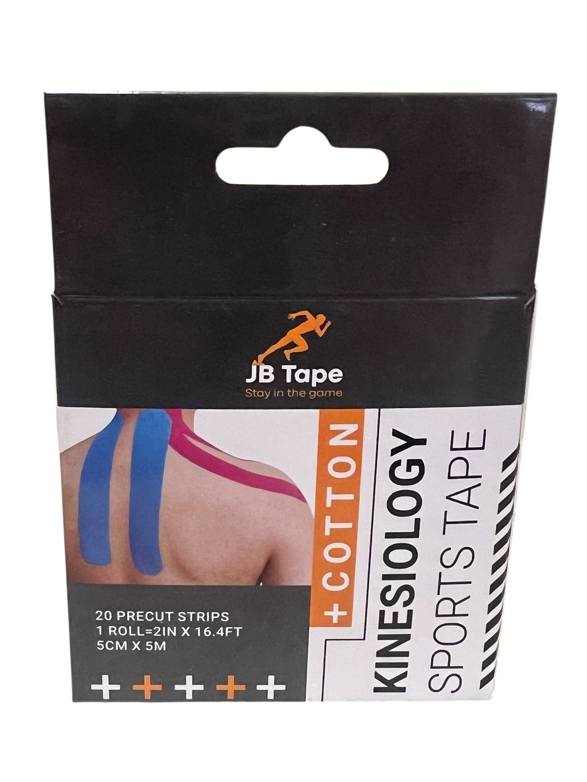 JB Tape Kinesiology Sports Tape 20 Precut Strips 1 Roll 2″ x 16.4 FT Elastic New