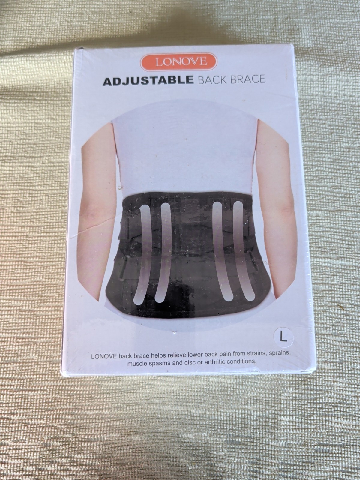 LONOVE Adjustable Lower Back Brace Lumbar Support Size Large