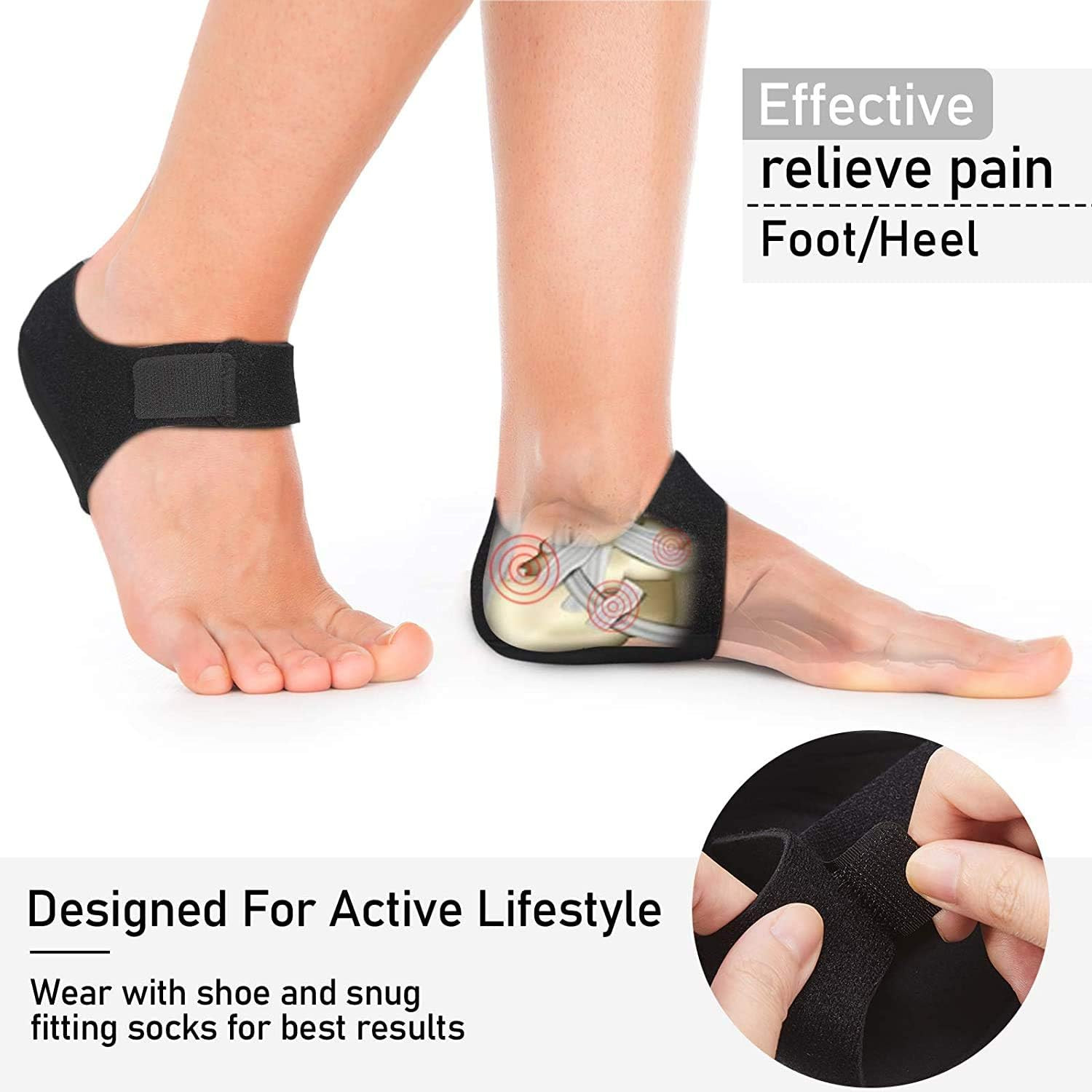 Plantar Fasciitis Heel Cups for Heel Pain 【Updated Version】 Protectors Sleeves P