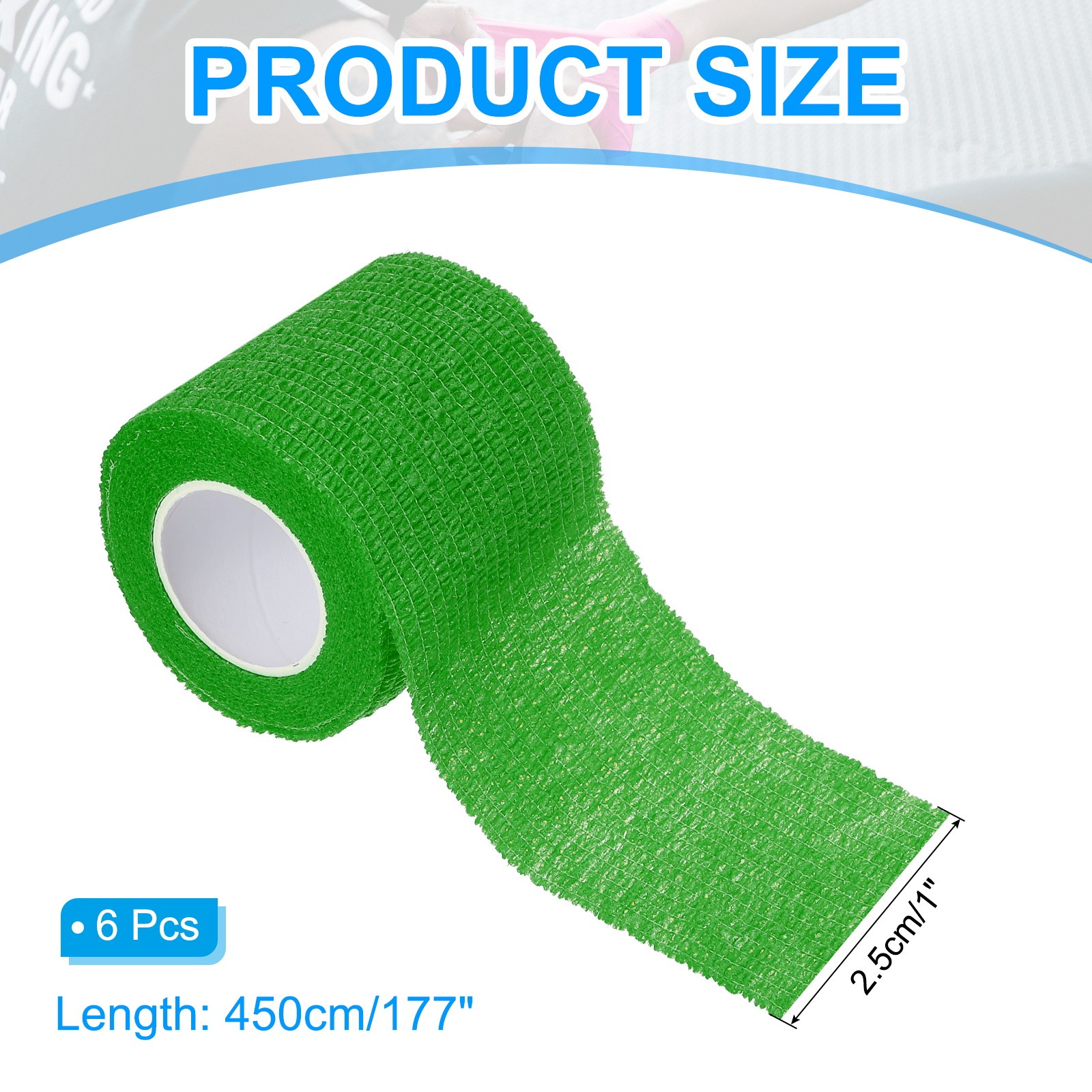 1″ x 177″ 6 Pcs Self Adhesive Bandage Wrap Elastic Self Tape Emerald Green