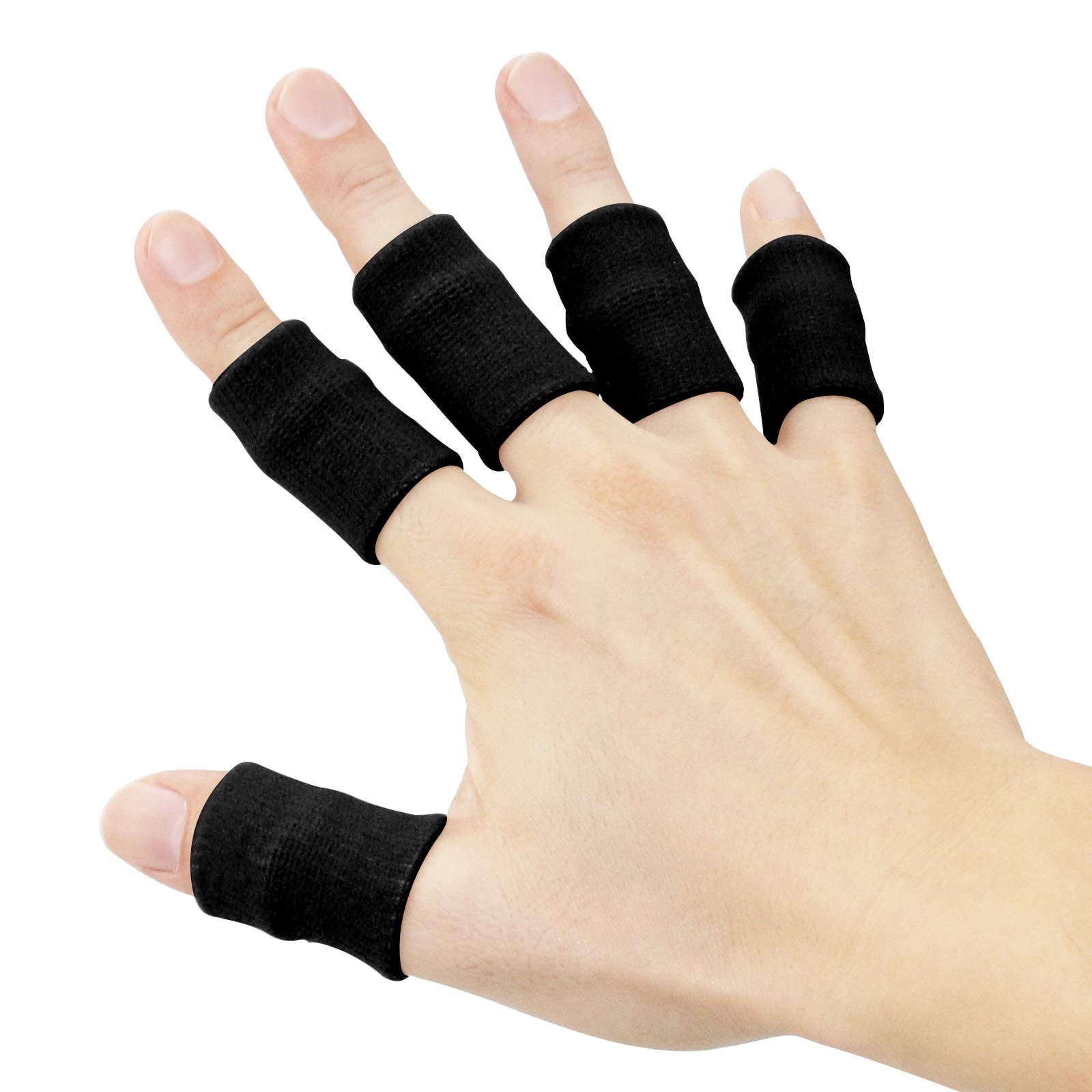 Finger Sleeves Thumb Splint Brace Support Breathable Elastic Tape 10PCS Black