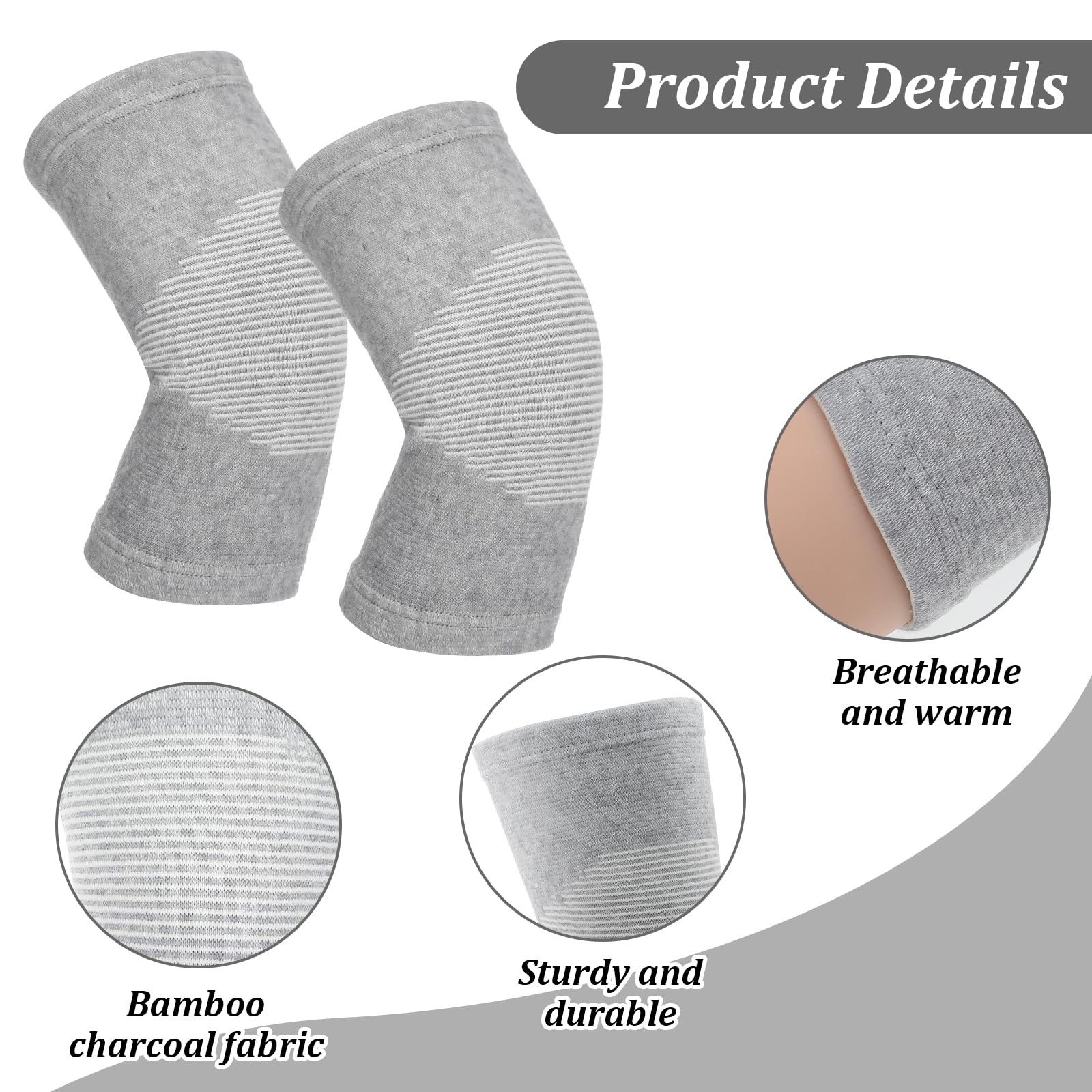 Bamboo Knee Sleeve, Elastic Compression Knee Brace Breathable Knee Pads Leg Slee
