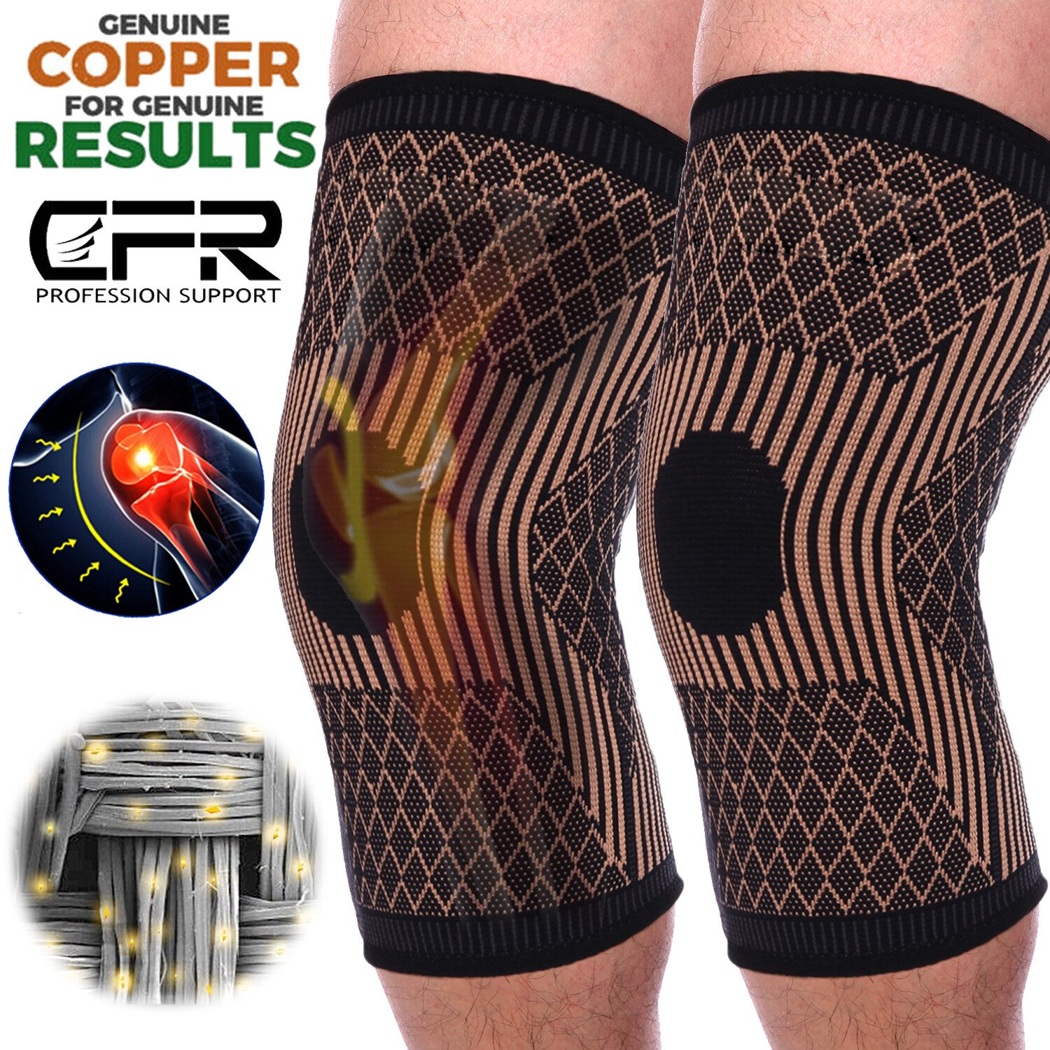 Copper Infused Knee Support Compression Sleeve Brace for Joint Pain Arthritis US
