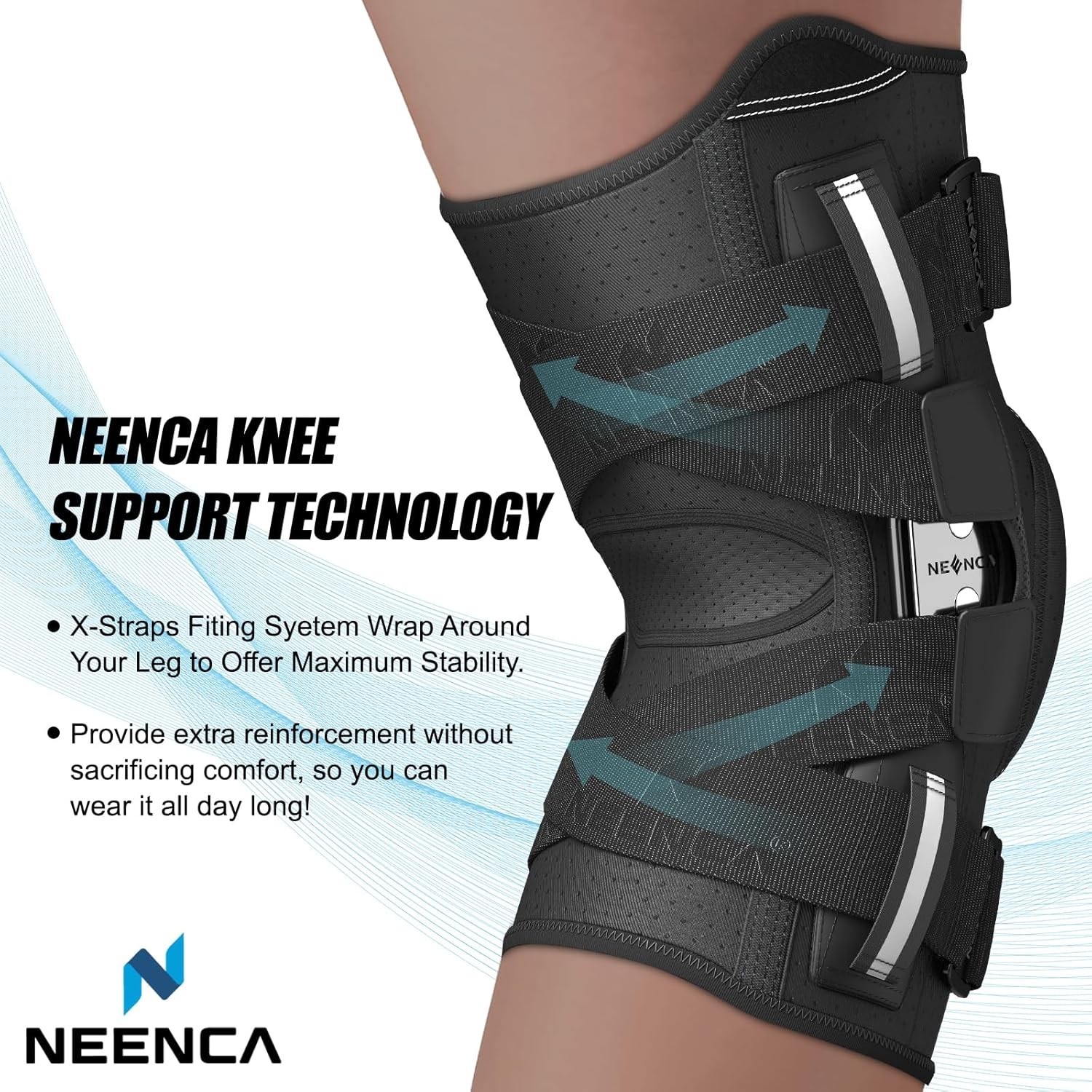 NEENCA Hinged Knee Brace M Size Patented X-Straps Arthritis Meniscus ACL Support