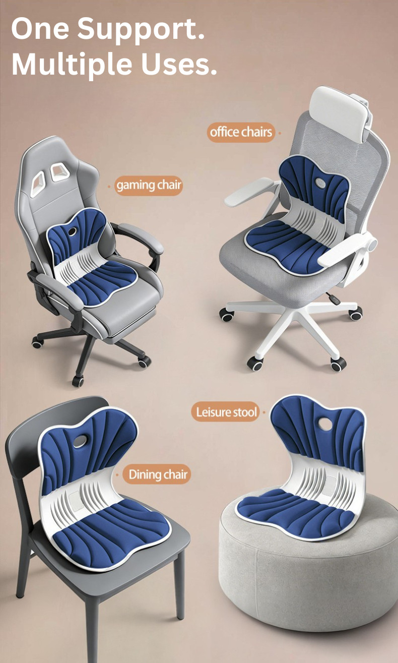 Blue Ergonomic Lumbar Support | Back Support with 6-Region Pressure Reliever