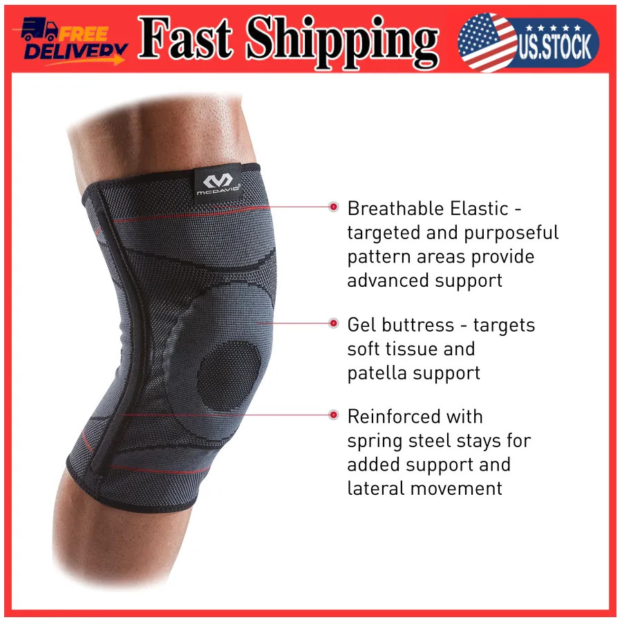 McDavid Knee Compression Knit Sleeve with Gel Buttress and Stays Size S/M