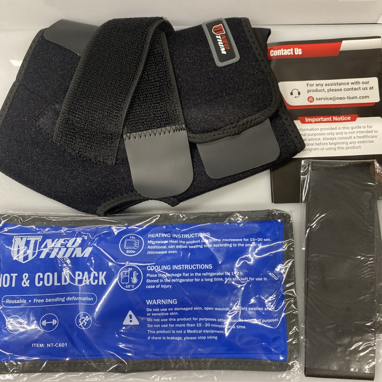 NeoTium Ankle Brace w/ Hot Cold Pack Adjustable Support S/M Sprain Pain Relief