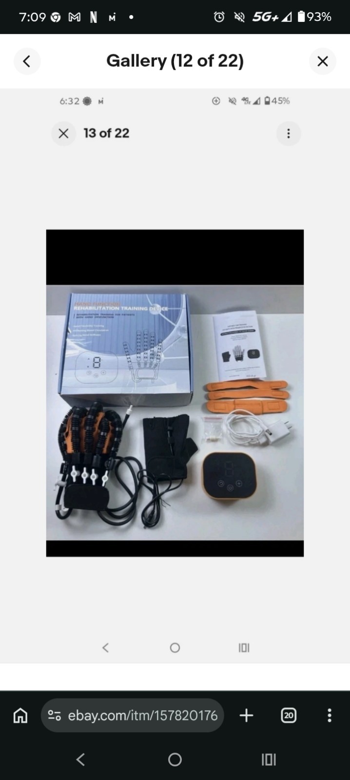 Hand Function Rehabilitation Training Device RIGHT/ LARGE / USA – NEW