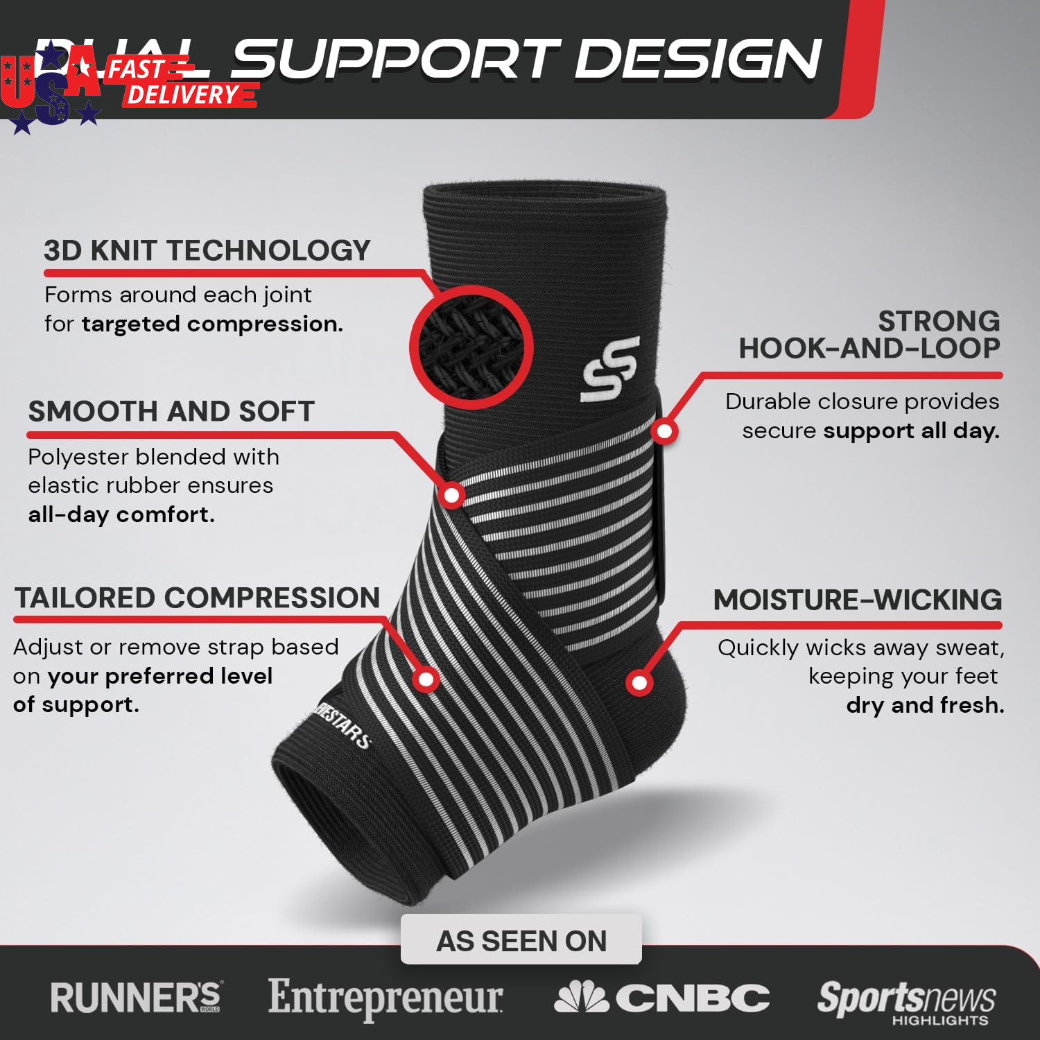 Sleeve Stars Ankle Brace for Women & Men, Ankle Wrap for Sprain, Compression Sle