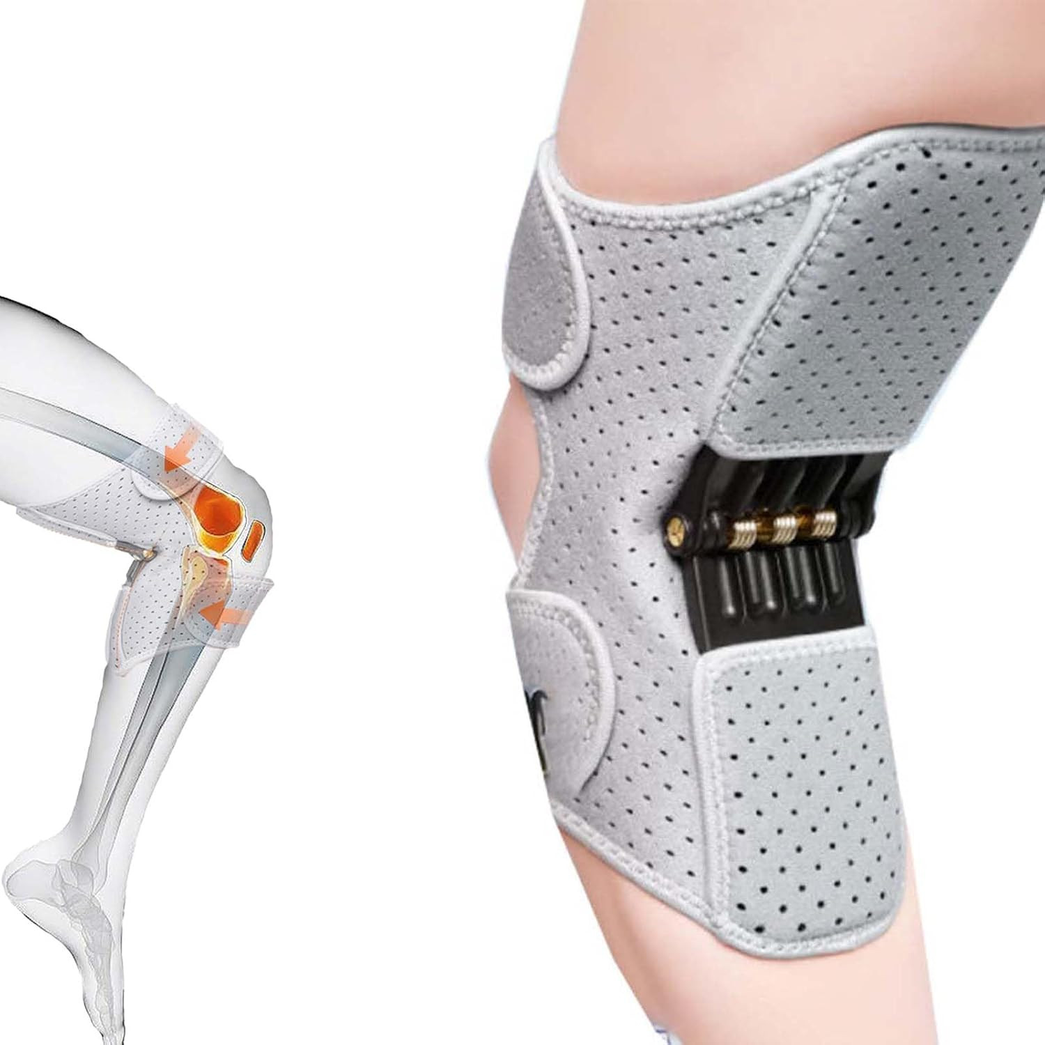 Knee Support Booster Brace with Spring-Powered Joint Assistance – Designed