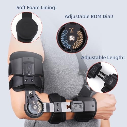 Hinged ROM Elbow Brace Adjustable Post OP Elbow Support – Arm Stabilizer Right