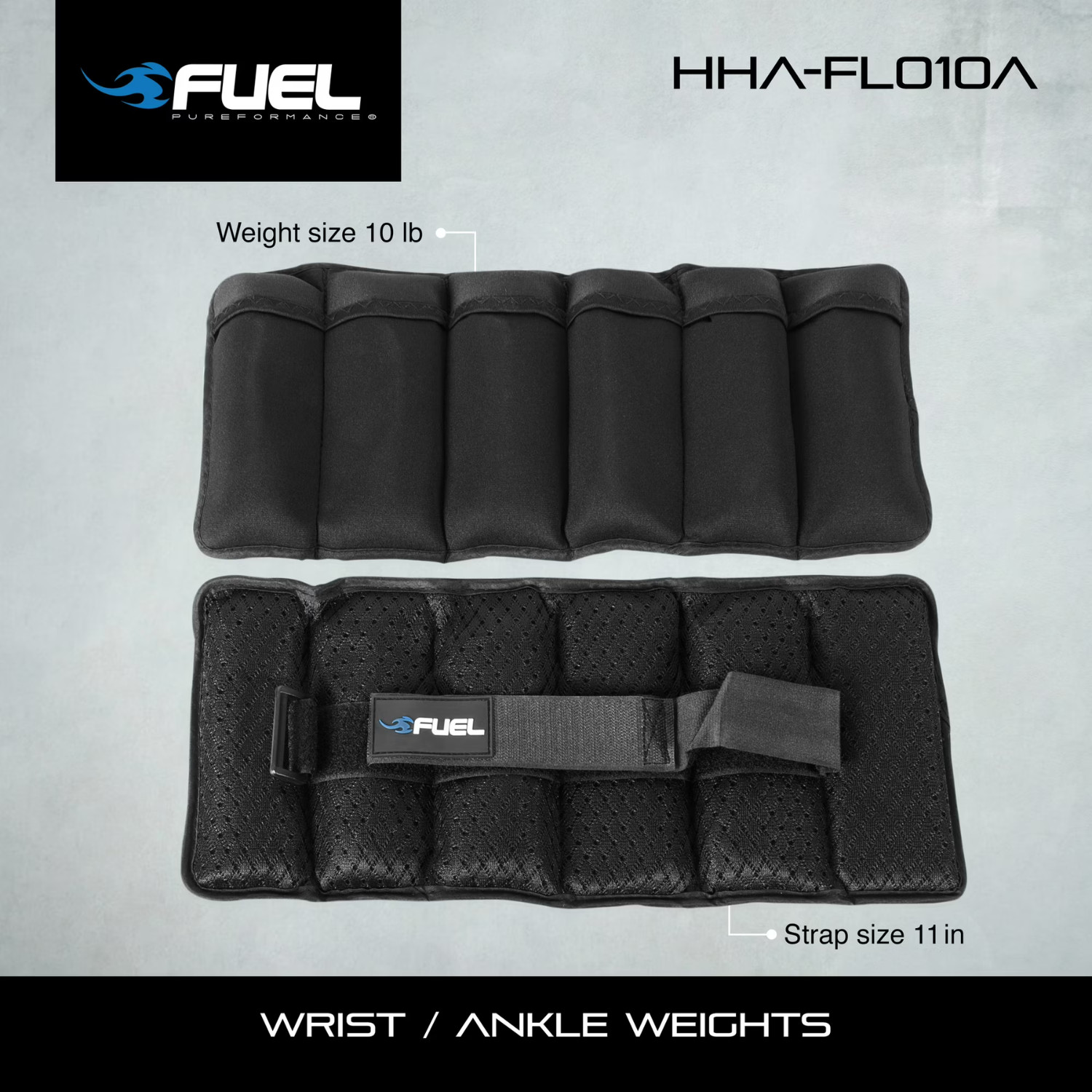 Fuel Pureformance Adjustable Wrist & Ankle Weights 10lb Pair, 2 Pack