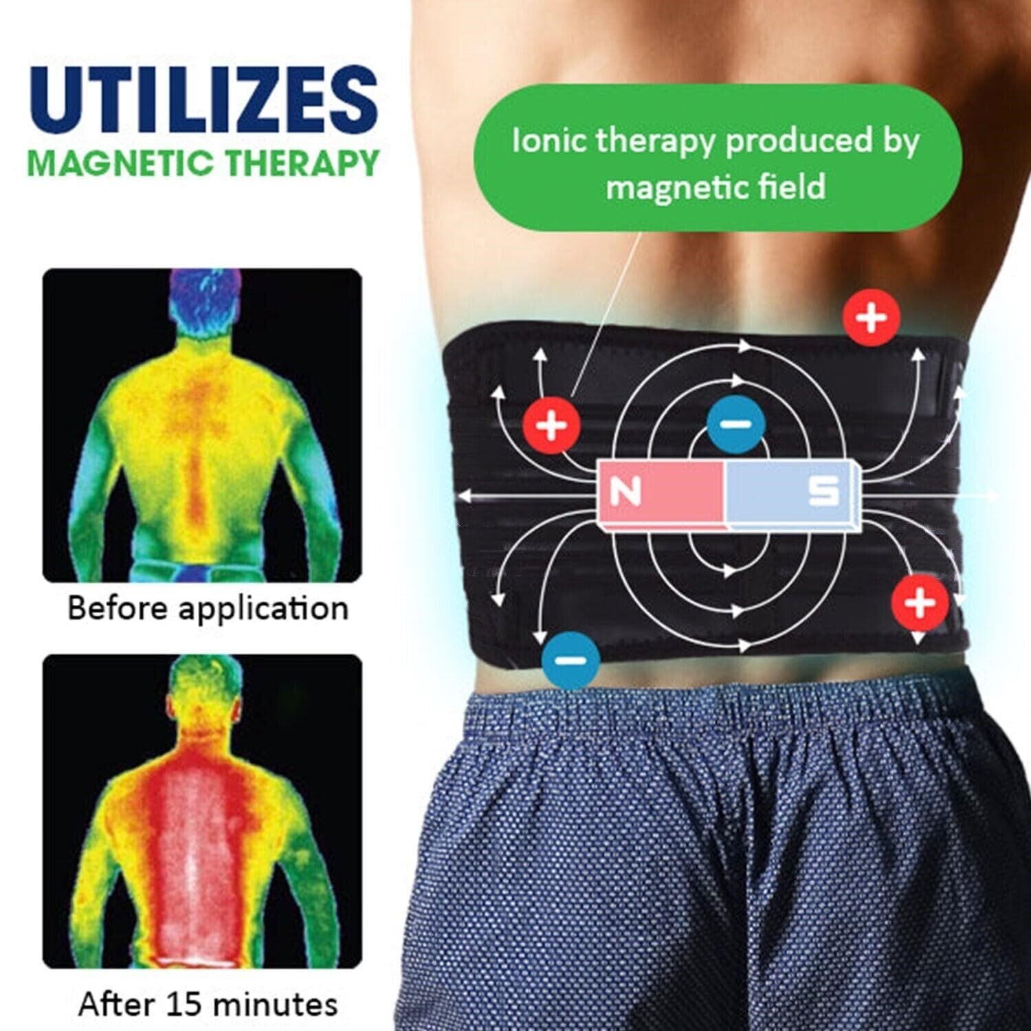 Men Women Heating Belt Lower Back Lumbar Brace Support Pain Relief Therapy Band