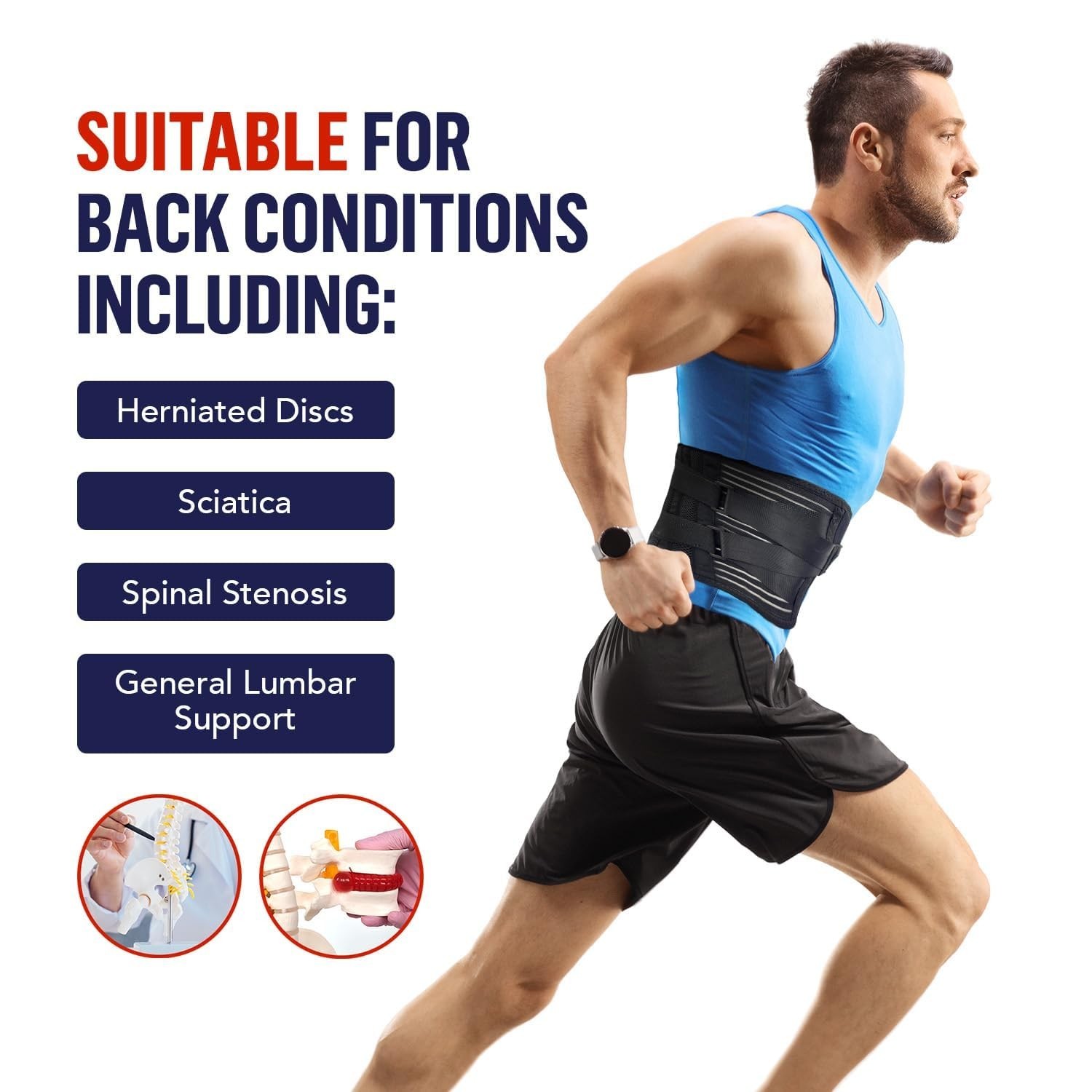 Dr. Arthritis Back Brace Support Belt Medical Lower Lumbar Brace for Men/Women M