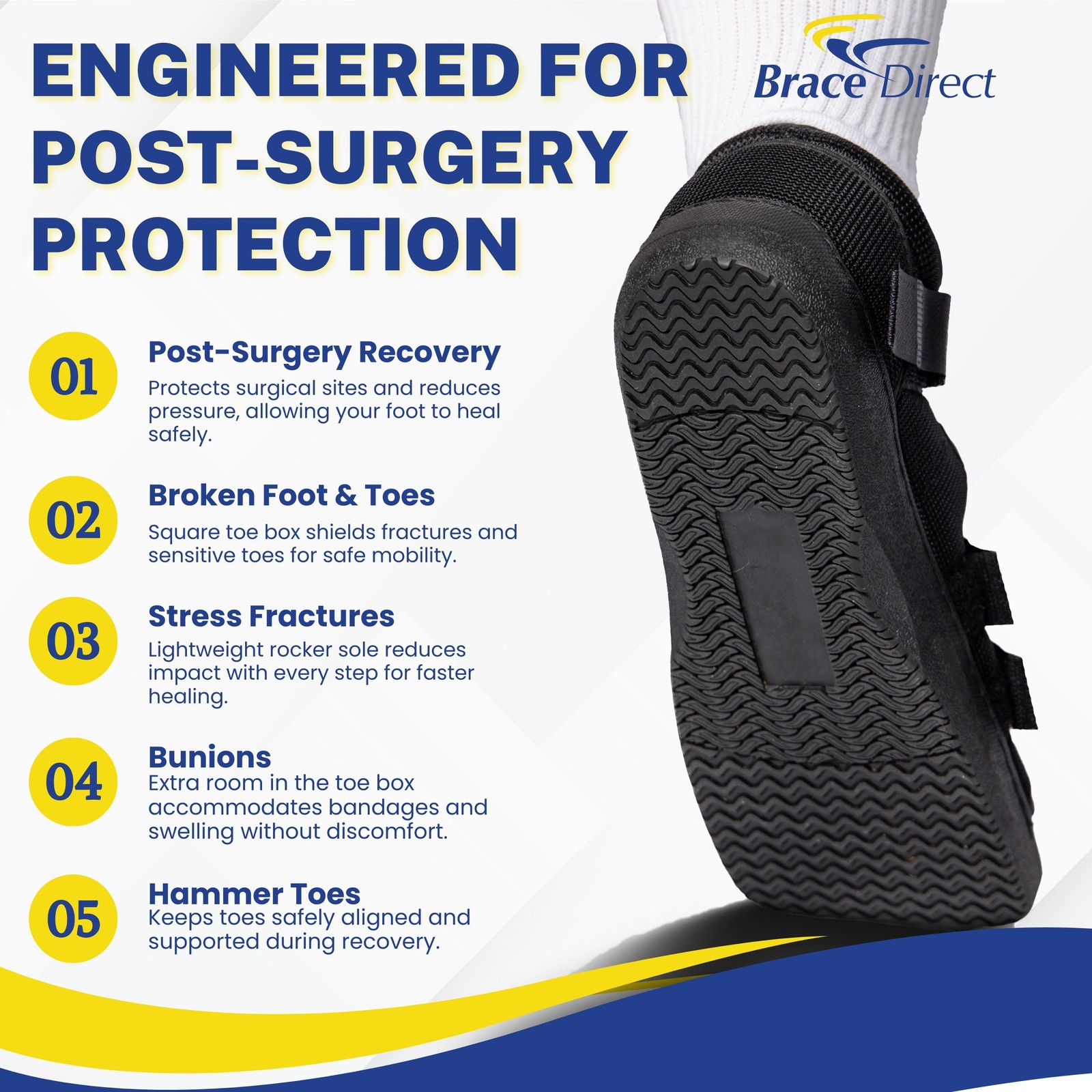 Brace Direct Post Op Shoe – Adjustable Medical Walking Shoe Operation Support