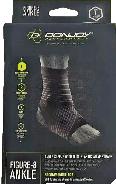 DONJOY Figure 8 Ankle Sleeve, Running Walking Hiking Yoga Tennis – Size L