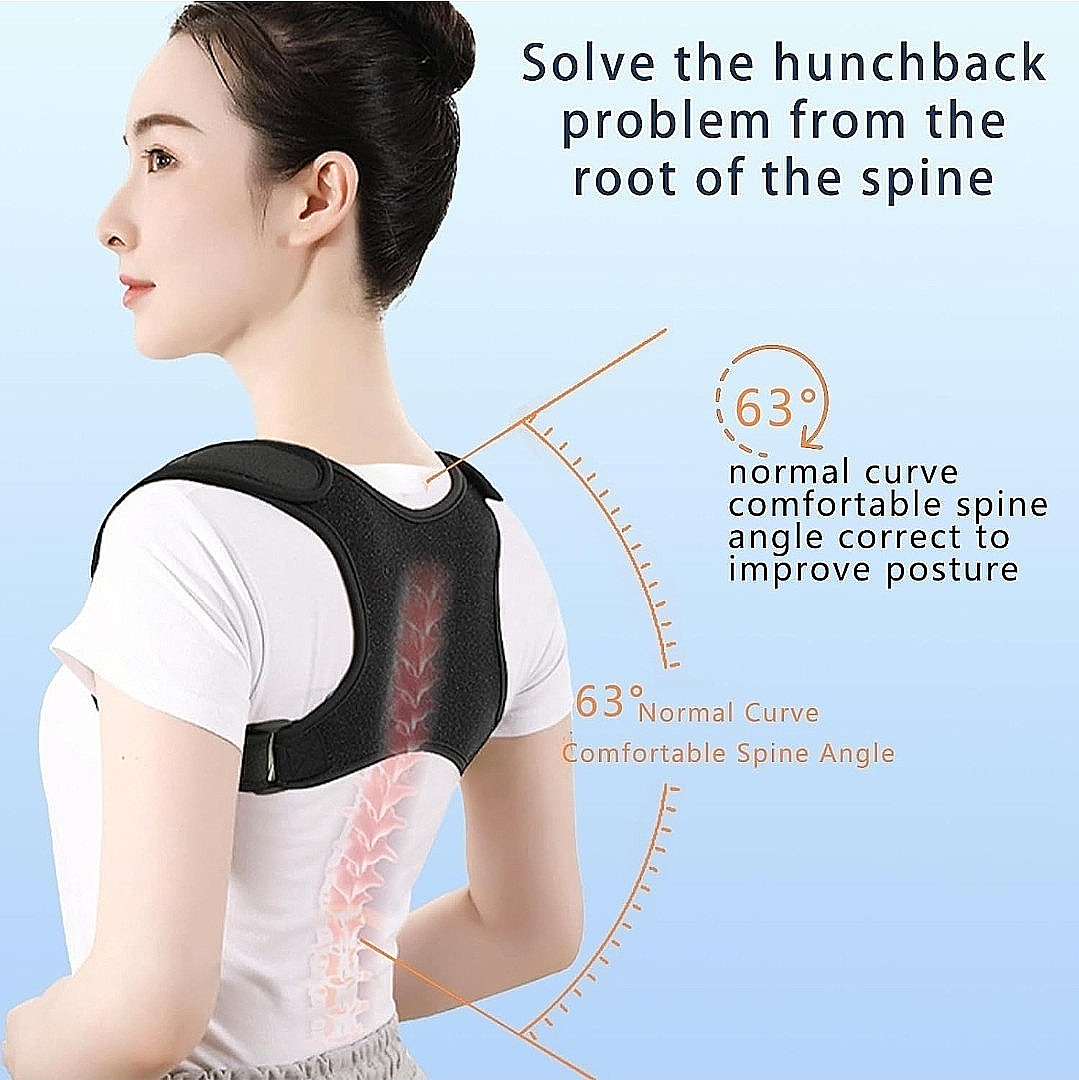 Posture Trainer-1Size-Breathable-Adjustable-Black-Neck Hump Correction