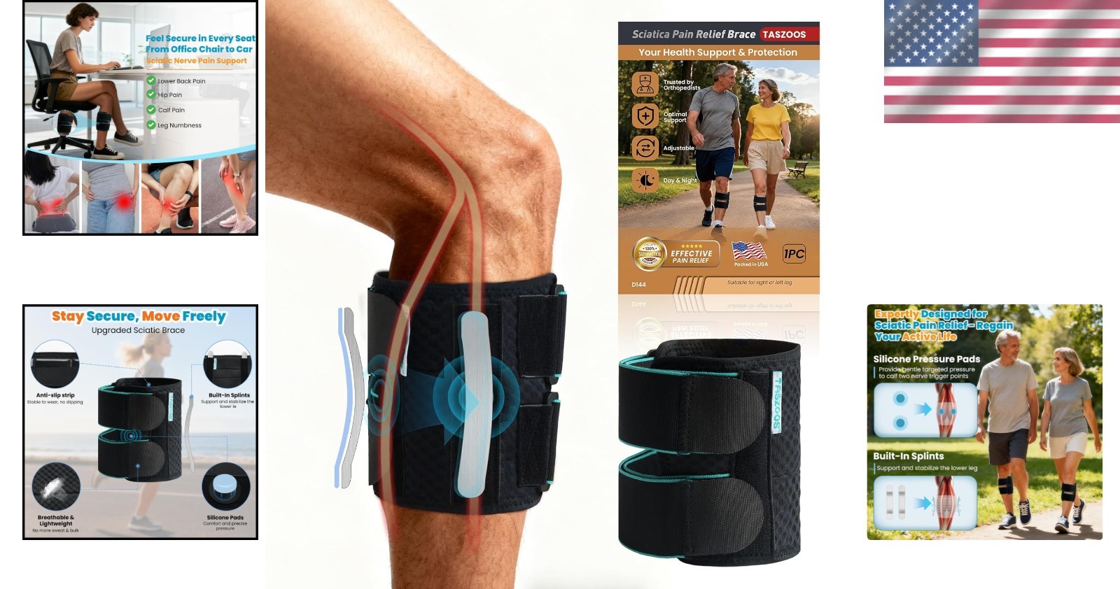 Sciatica Pain Relief Devices Sciatic Nerve Brace with Dual Adjustable Pressu…