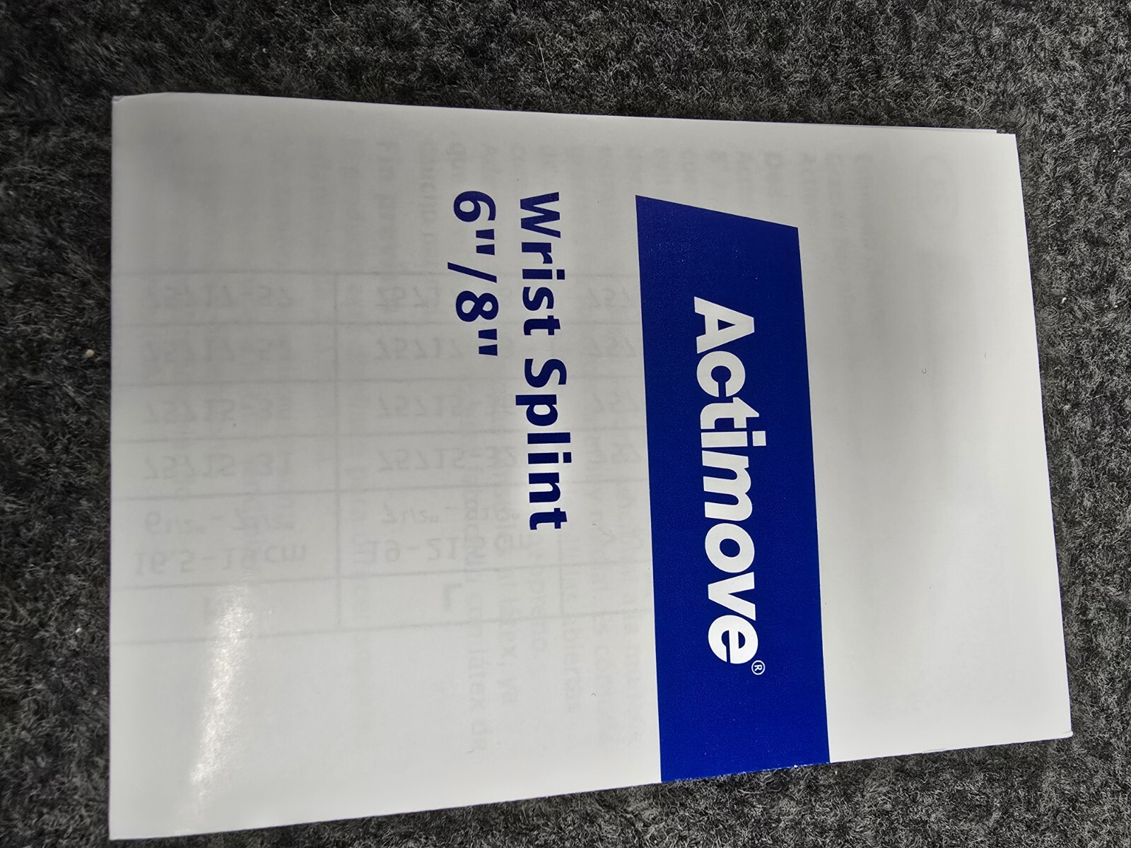 ACTIMOVE PROFESSIONAL LINE WRIST SPLINT 8 INCH, RIGHT HAND, SMALL, BLACK, NEW