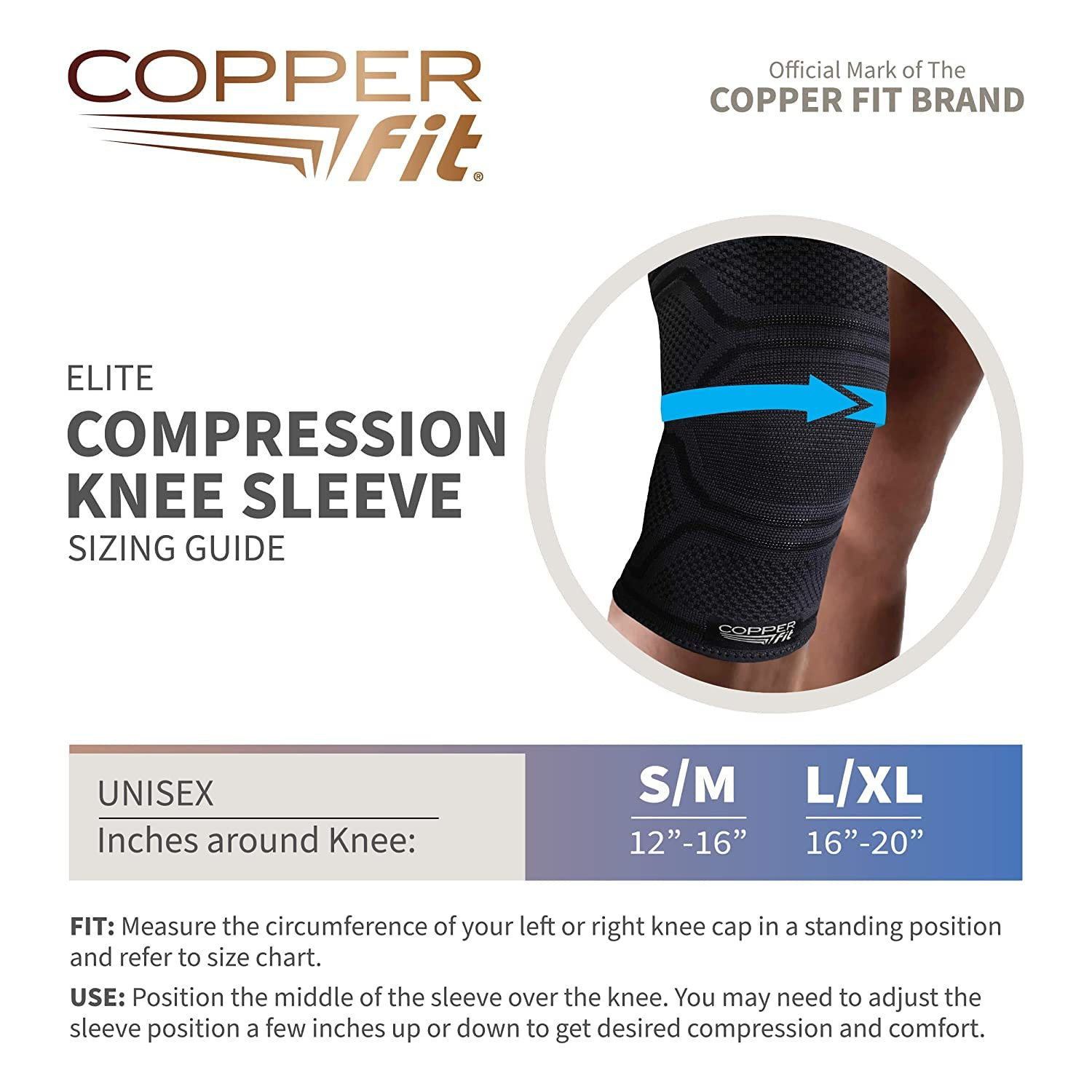 Elite Knee Compression Sleeve Knee Brace 2-Pack, Black (Large/X-Large, 16”-2…