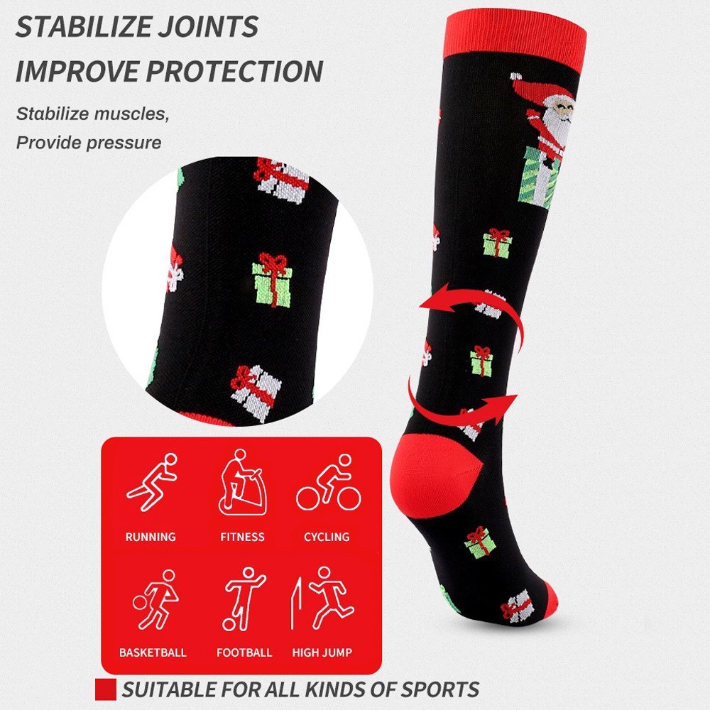 3-Pack Christmas Compression Stockings 20-30mmHg | Travel, Work, Sports Support