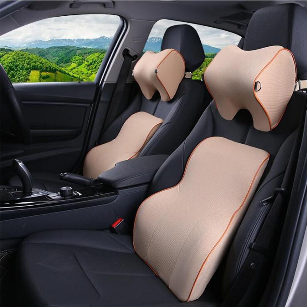 Memory Foam Car Lumbar Support & Neck Pillow Set – Comfort Kit