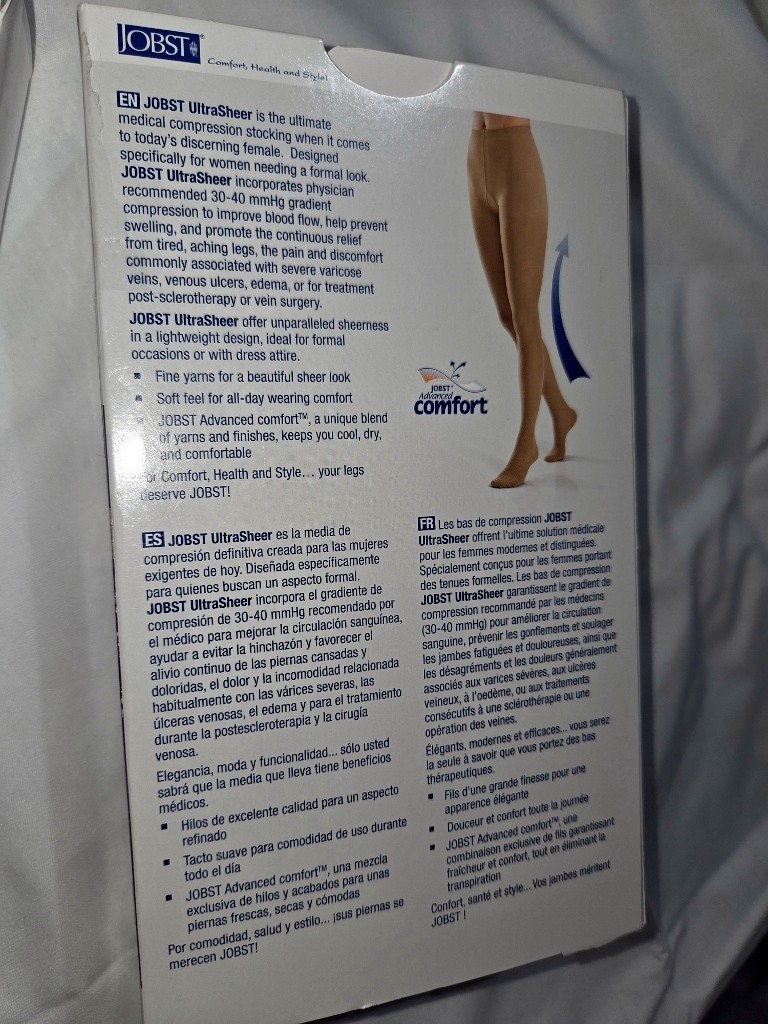 JOBST Ultra Sheer Waist CT 30-40mmHg Suntan M Compression Stockings 121498 J2