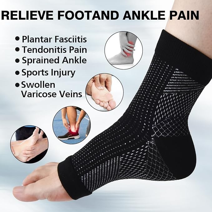 4 Pairs Socks Ankle Brace And Tendonitis Compression Sock Black (L-XL).