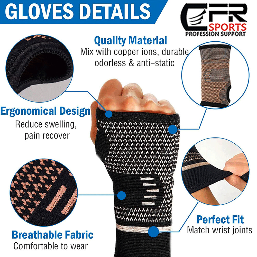Copper Wrist Support Hand Brace Splint-Arthritis Carpal Tunnel Protector Glove