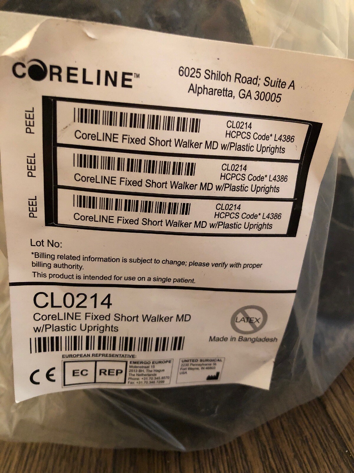 Coreline Fixed Short Cam Walker Boot Size Medium With Plastic Uprights CL0214
