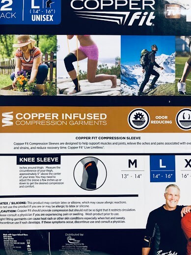 2 Pack Copper Fit Copper Infused Compression Knee Sleeve ~Large 14″ – 16″ Unisex