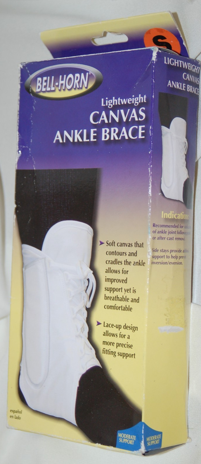 BELL HORN LIGHTWEIGHT CANVAS ANKLE BRACE SMALL 165S LACEUP FOR PRECISE SUPPORT
