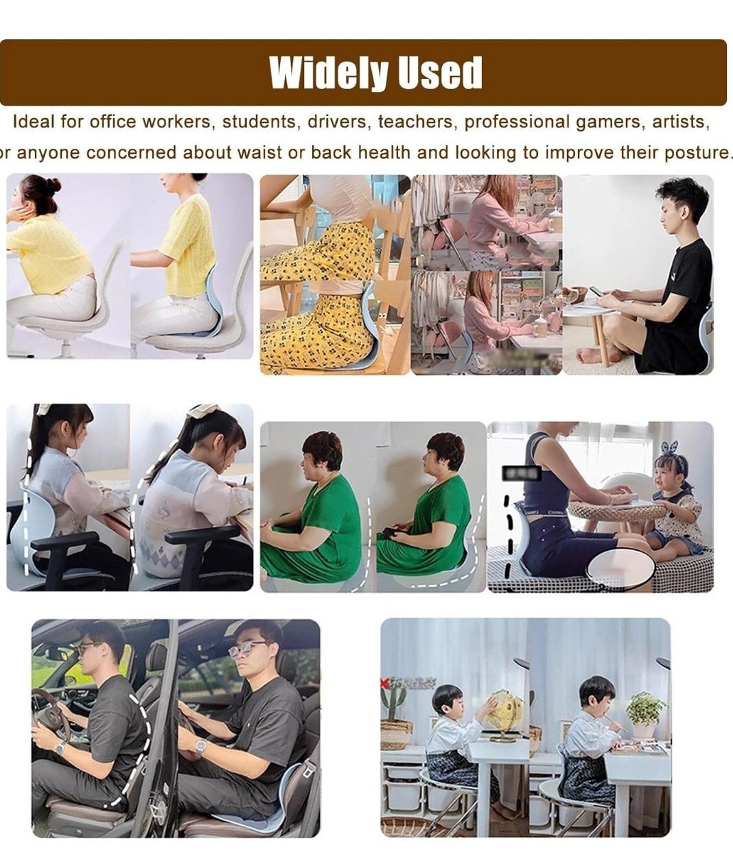 Lower Back Support Posture Corrector, Ergonomic Support Chair for Back Pain Reli