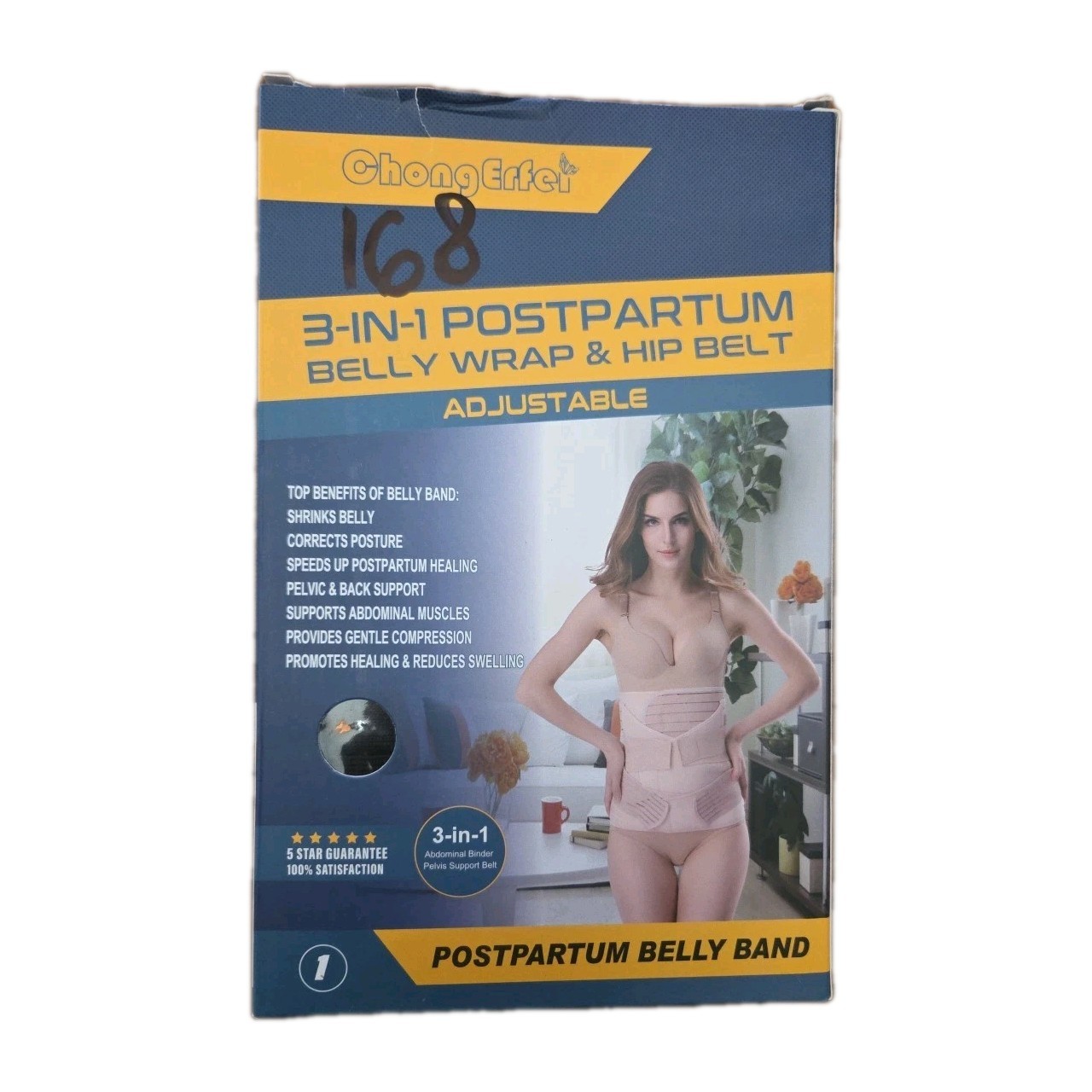 NEW ChongErfei 3 in 1 Postpartum Support Recovery Belly & Hip Wrap Black Large