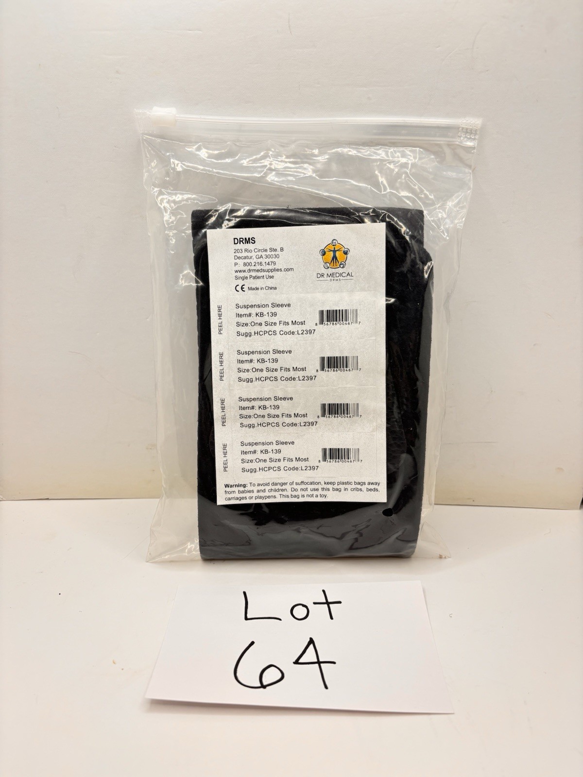 NEW DR Medical KB-139 Suspension Sleeve Brace Wrap One Size Fits Most Black