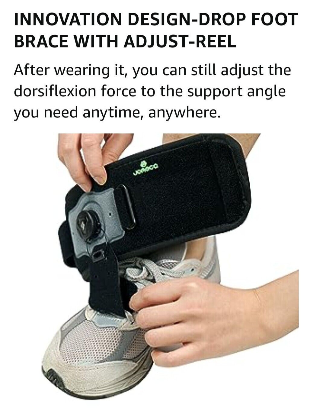 JOWECA drop foot brace reel-adjust Drop Foot Support.Fit Women/Man. 2 Gray-Black