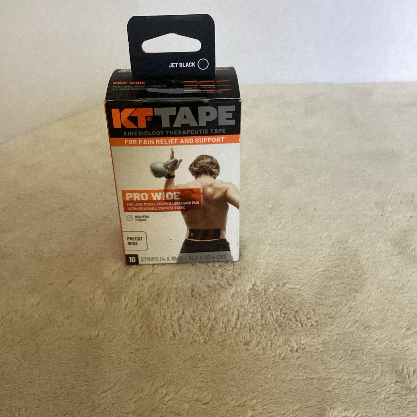 KT Tape Pro Wide Strips 10 Precut 10 Inch Black Support for Muscles and Joints