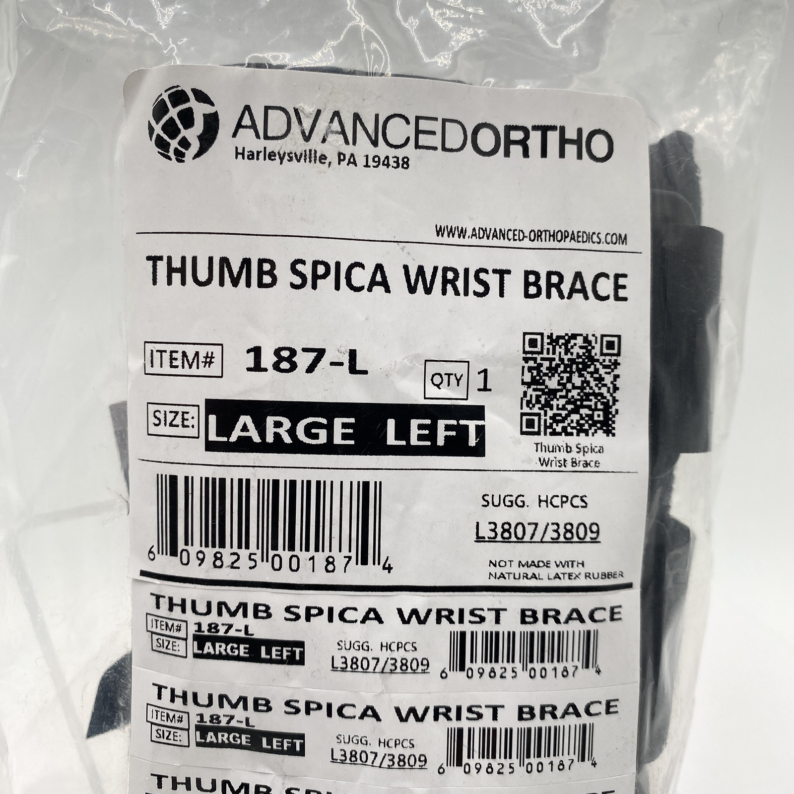 New Advanced Ortho Thumb Spica Wrist Brace Large Left 7.5-8.5 Wrist Circumferenc