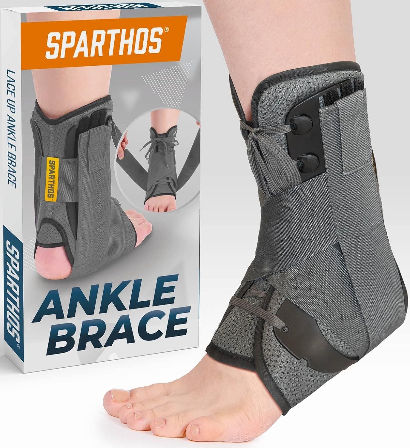 Lace Up Ankle Brace Support for Injury Recovery & Sprained Foot Size Medium