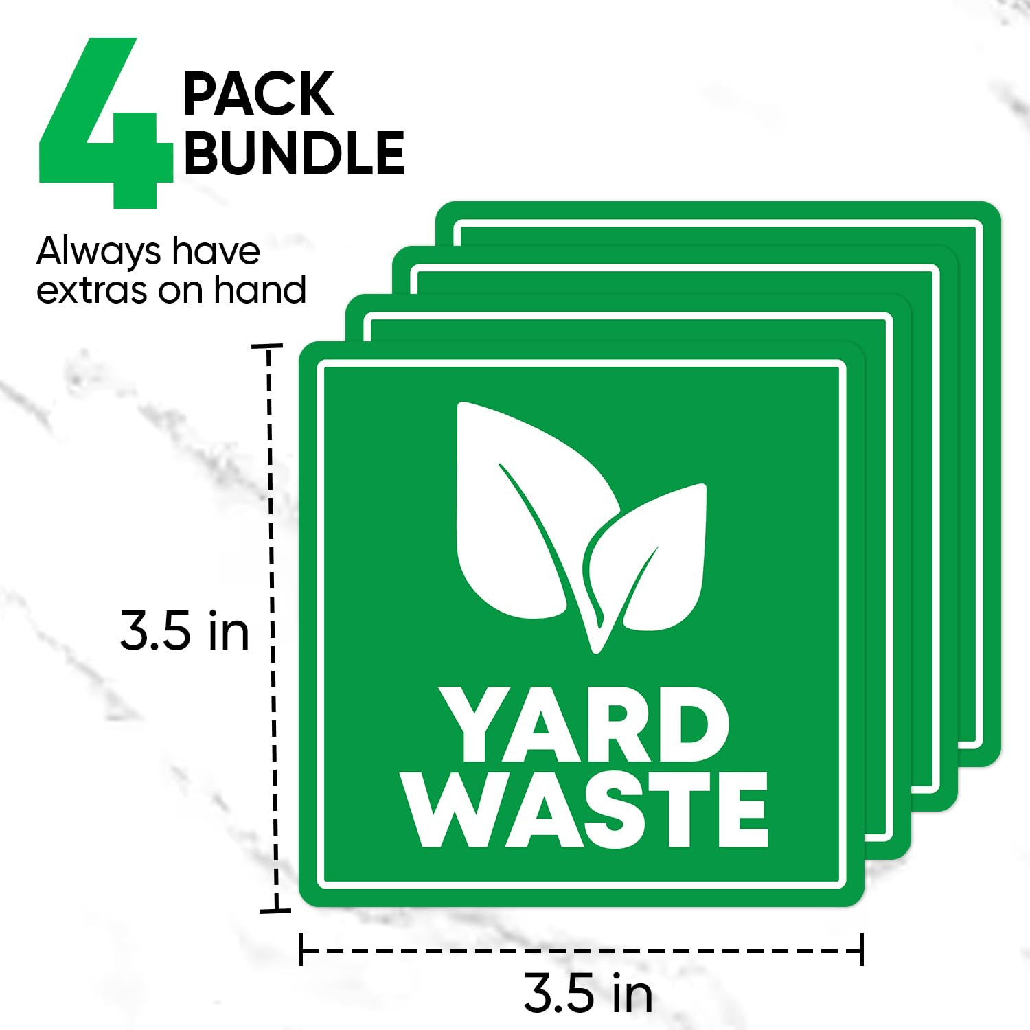 | 4 Pcs Yard Waste Only Sticker – 3.5″ by 3.5″ – Strong Adhesive, Durable, Weath