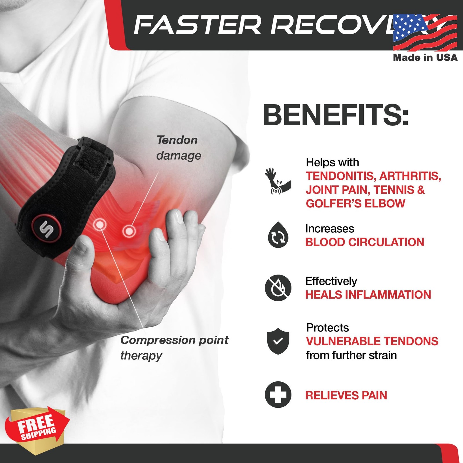 Sleeve Stars Tennis Elbow Brace for Men & Women, Elbow Brace for Tendonitis, Ten