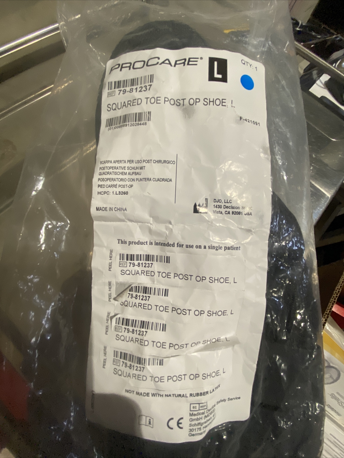 PROCARE Squared Toe Post Op Shoe, Large, Female Size 10.5-13, Male Size 9.5-12