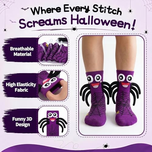 Funny Halloween Socks for Women Men Crazy 3D Spooky Bat Spider Socks for