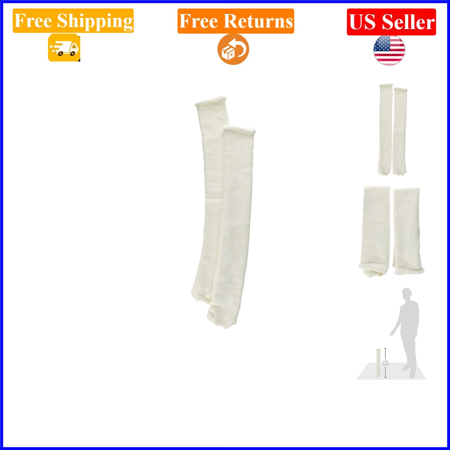 Replacement Sock Liners for Walker Braces, 2 Pack, White, Adult