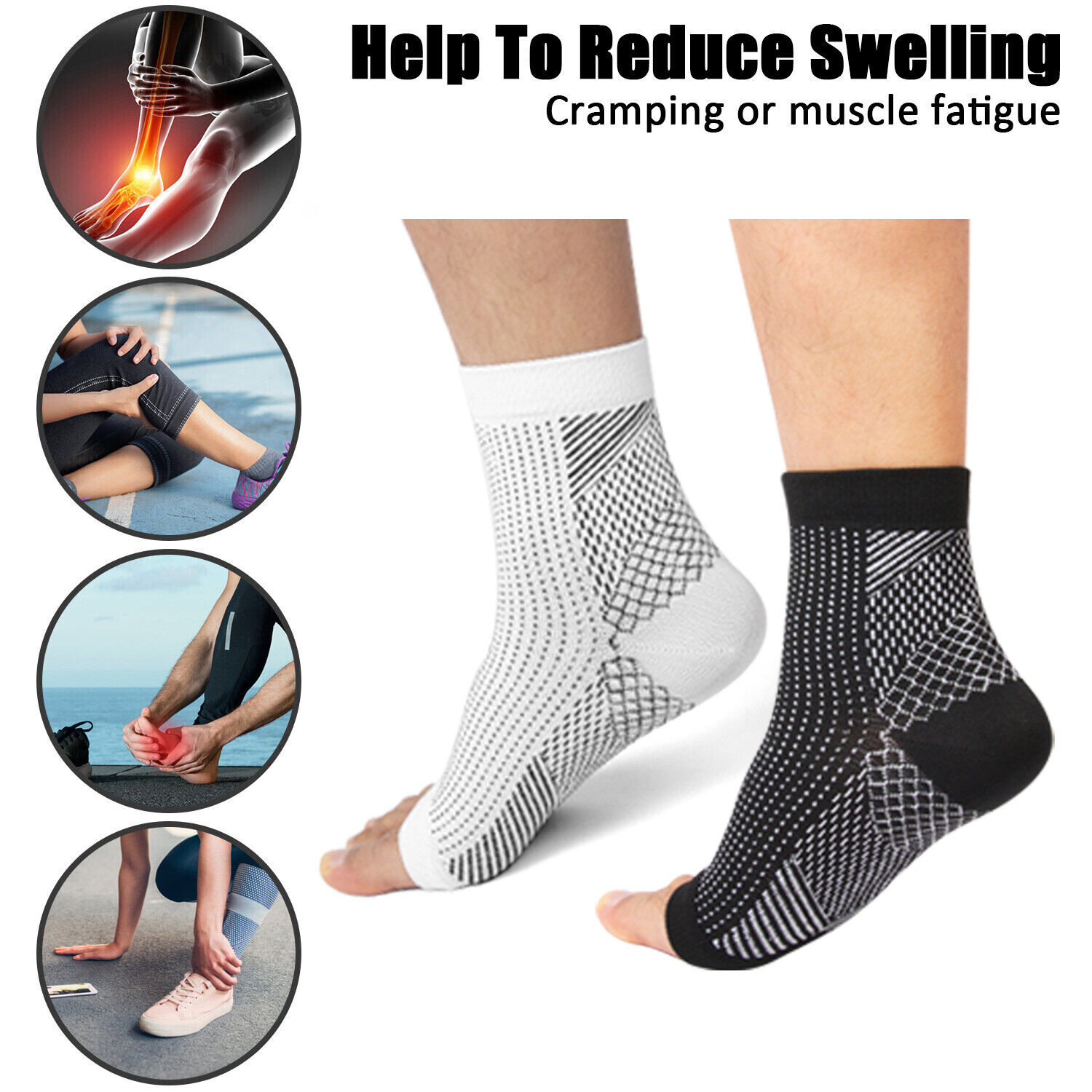Nylon Ankle Support Brace Compression Sleeve Socks Elastic Foot Pain Relief USA