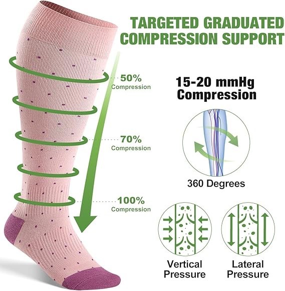 Plus Size Bamboo Compression Socks for Wide Calves 15-20 mmHg Knee High