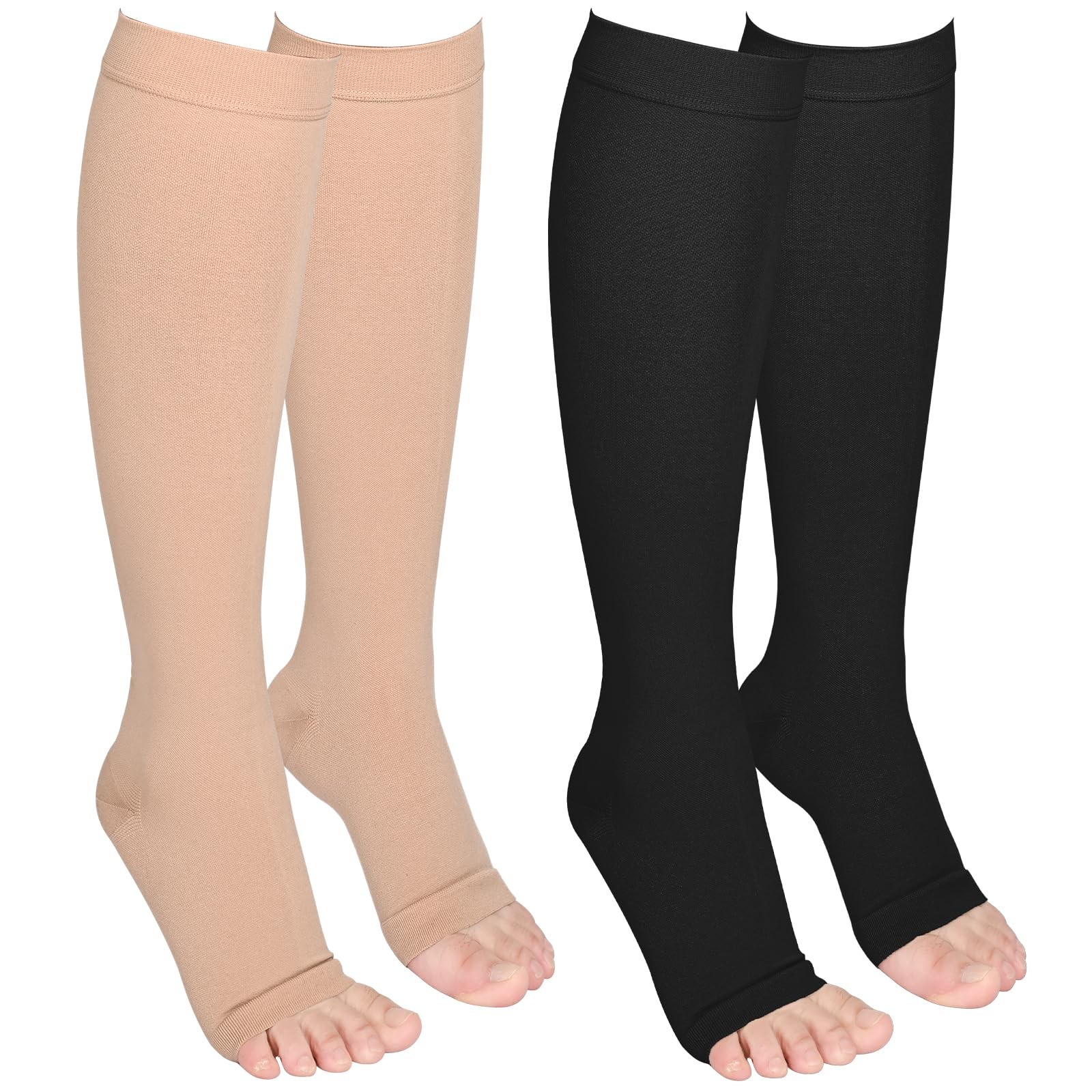 Wegitcs 2 Pairs Compression Socks For Women And Men20-30Mmhg Open Toe