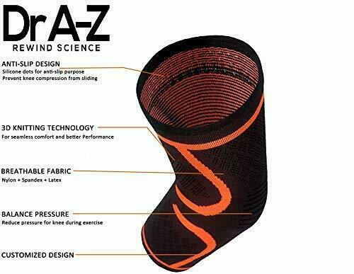 Knee Brace Compression Sleeve Support DCF Cross Wraps Anti-Slip Firm Grip