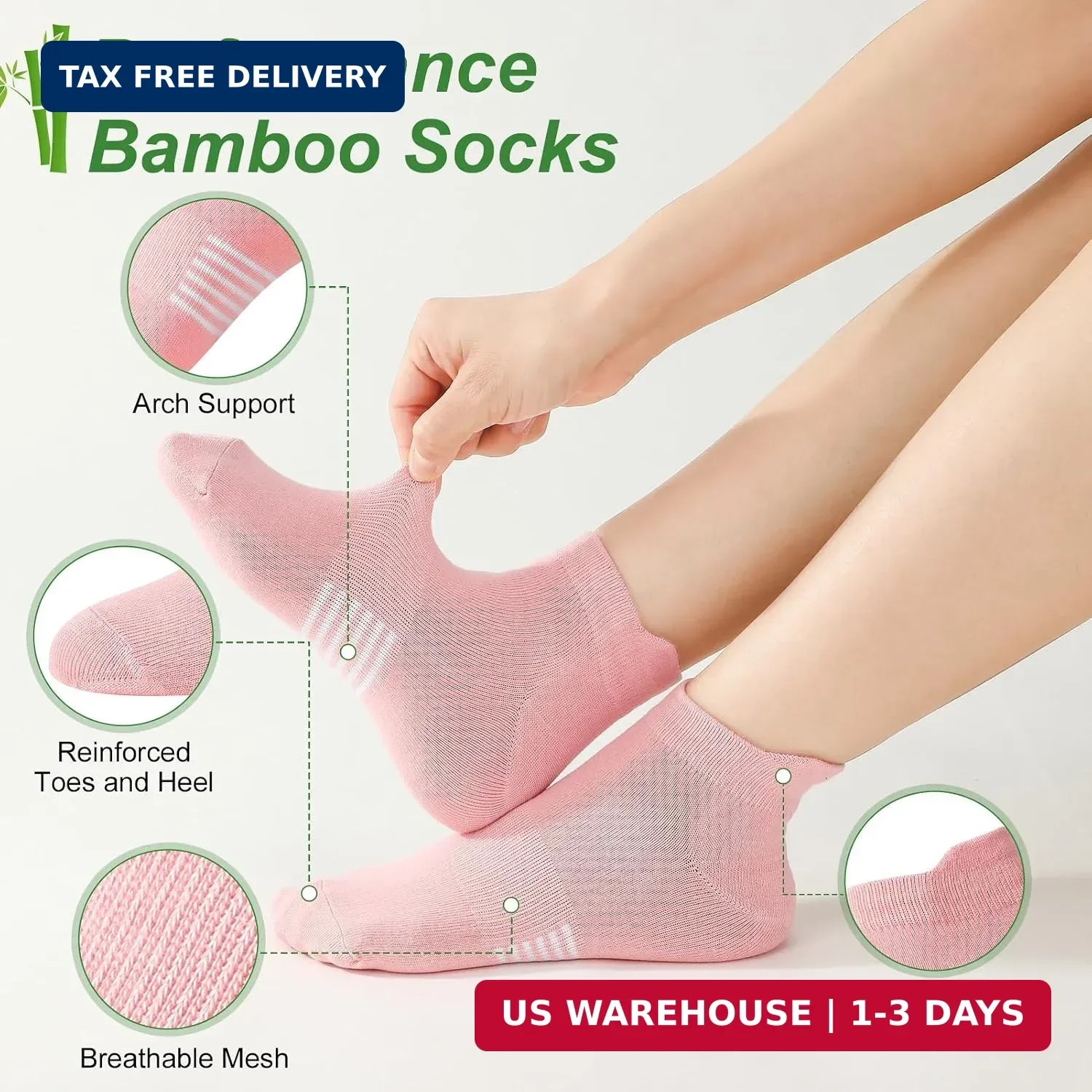 6 Pairs Thin Breathable Bamboo Ankle Socks for Women | Cooling Moisture Wicking