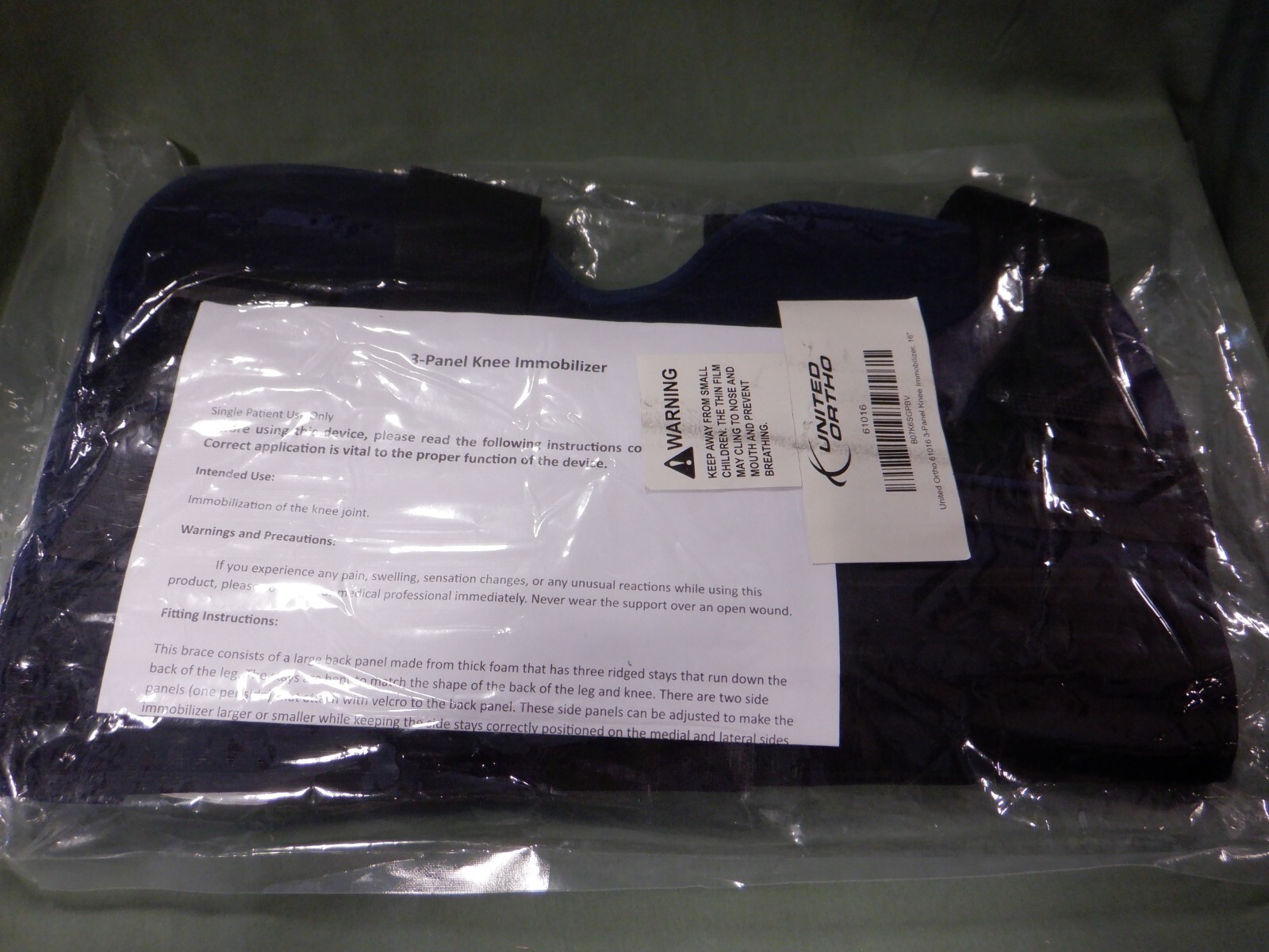 Sporting Goods – United Ortho 16″ 3-Panel Knee Immobilizer – New In Package